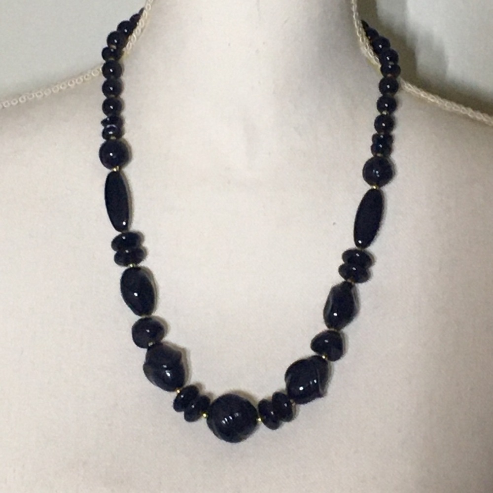 Classic Navy Beaded Genuine Lucite Necklace